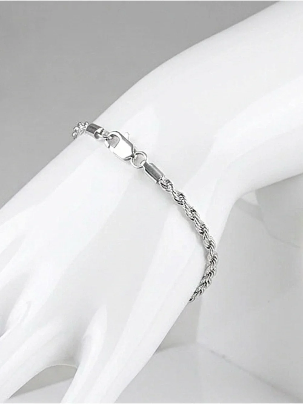 Rope Stainless Steel 8 inch 2.5mm width bracelet - Silver